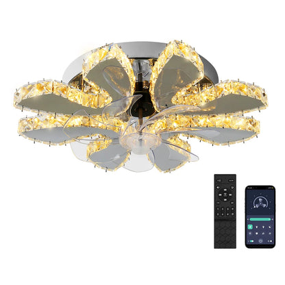 Luxury Crystal Ceiling Fan Lamp - LED APP & Remote Control with Invisible Blades