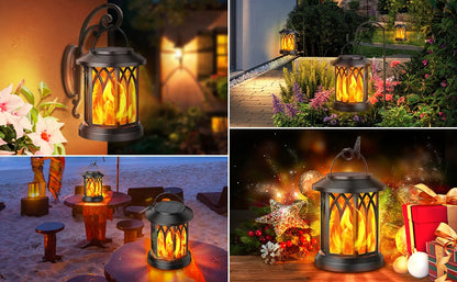 KPSTEK 2/4 Pack Upgraded Flickering Flame Solar Lanterns – Outdoor Solar-Powered Decorative Lights for Yard, Garden, Patio, and Holiday Decor (Black)