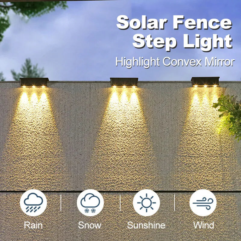 Solar Wall Washing Lamp – Waterproof 3 LED Outdoor Wall Light for Balcony, Garden, and Courtyard Decoration