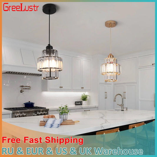 Crystal LED Pendant Light - Modern Chandelier for Bedroom, Living Room, Kitchen Island