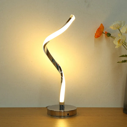 Modern LED Spiral Table Lamp – White Warm Light Eye-Protection Desk Lamp for Living Room, Bedroom, Study, and Bedside