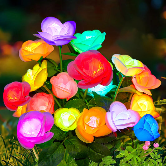 KPSTEK 7-Color Changing Rose Solar Garden Lights - 4/8 Pack