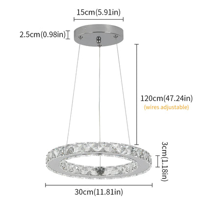 Modern LED Pendant Light - Luxury Crystal Rings Dimmable Chandelier