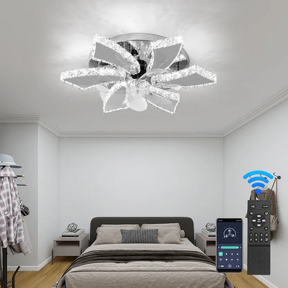 Luxury Crystal Ceiling Fan Lamp - LED APP & Remote Control with Invisible Blades