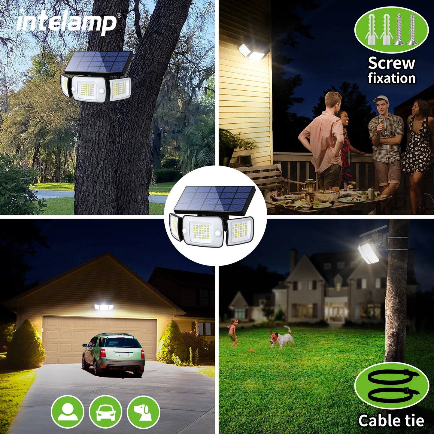 Intelamp Solar Outdoor Wall Light – Motion Sensor Waterproof LED Wall Street Lamp for Garden, Yard, Path, Garage, and Porch