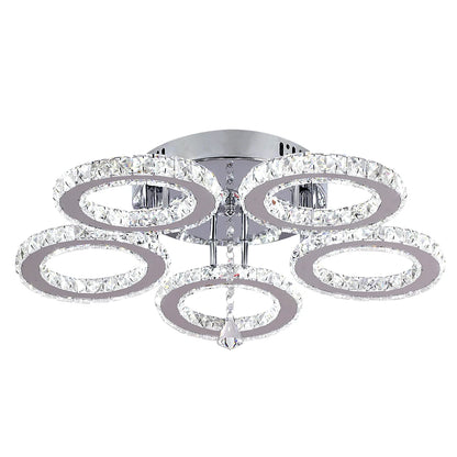 Dimmable App-Controlled Modern Crystal Ring Chandelier