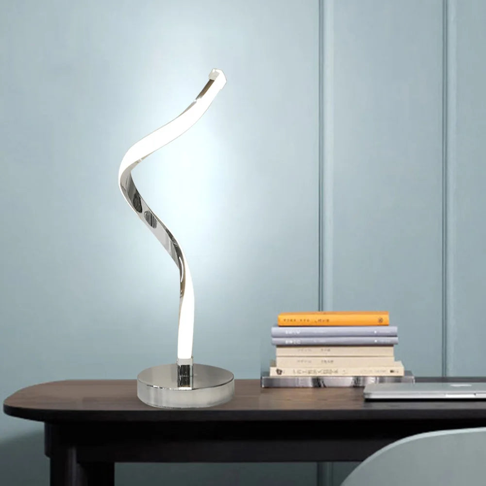 Modern LED Spiral Table Lamp – White Warm Light Eye-Protection Desk Lamp for Living Room, Bedroom, Study, and Bedside