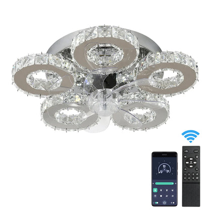 Luxury Crystal Ceiling Fan Lamp - LED APP & Remote Control with Invisible Blades