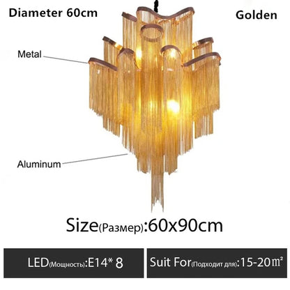 Italy Designer Stream Luxury Tassel Chandelier