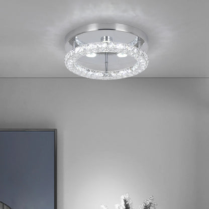 Crystal Flush Mount Ceiling Light with LED Round/Square Chandelier Design