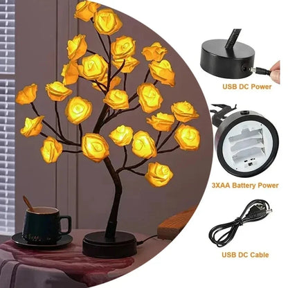 Rose Flower Tree Lights – USB or AA Battery Table Lamp