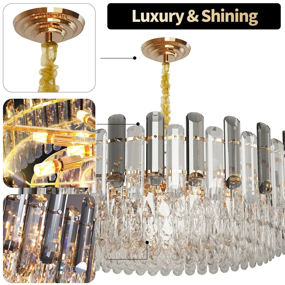 LUVODI Modern Crystal Chandelier Raindrop Pendant Light