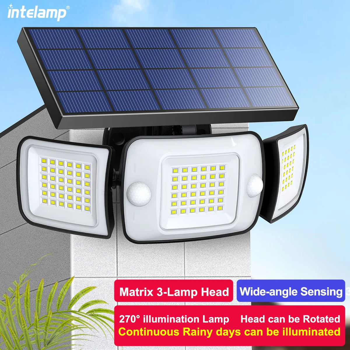 Intelamp Solar Outdoor Wall Light – Motion Sensor Waterproof LED Wall Street Lamp for Garden, Yard, Path, Garage, and Porch