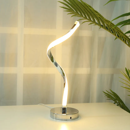 Modern LED Spiral Table Lamp – White Warm Light Eye-Protection Desk Lamp for Living Room, Bedroom, Study, and Bedside