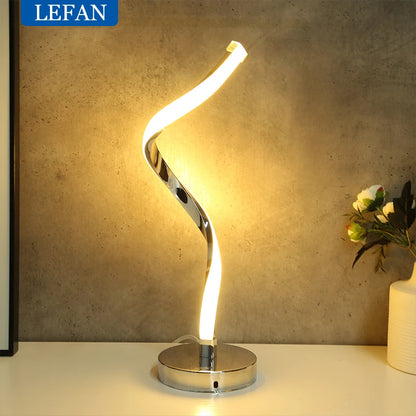 Modern LED Spiral Table Lamp – White Warm Light Eye-Protection Desk Lamp for Living Room, Bedroom, Study, and Bedside