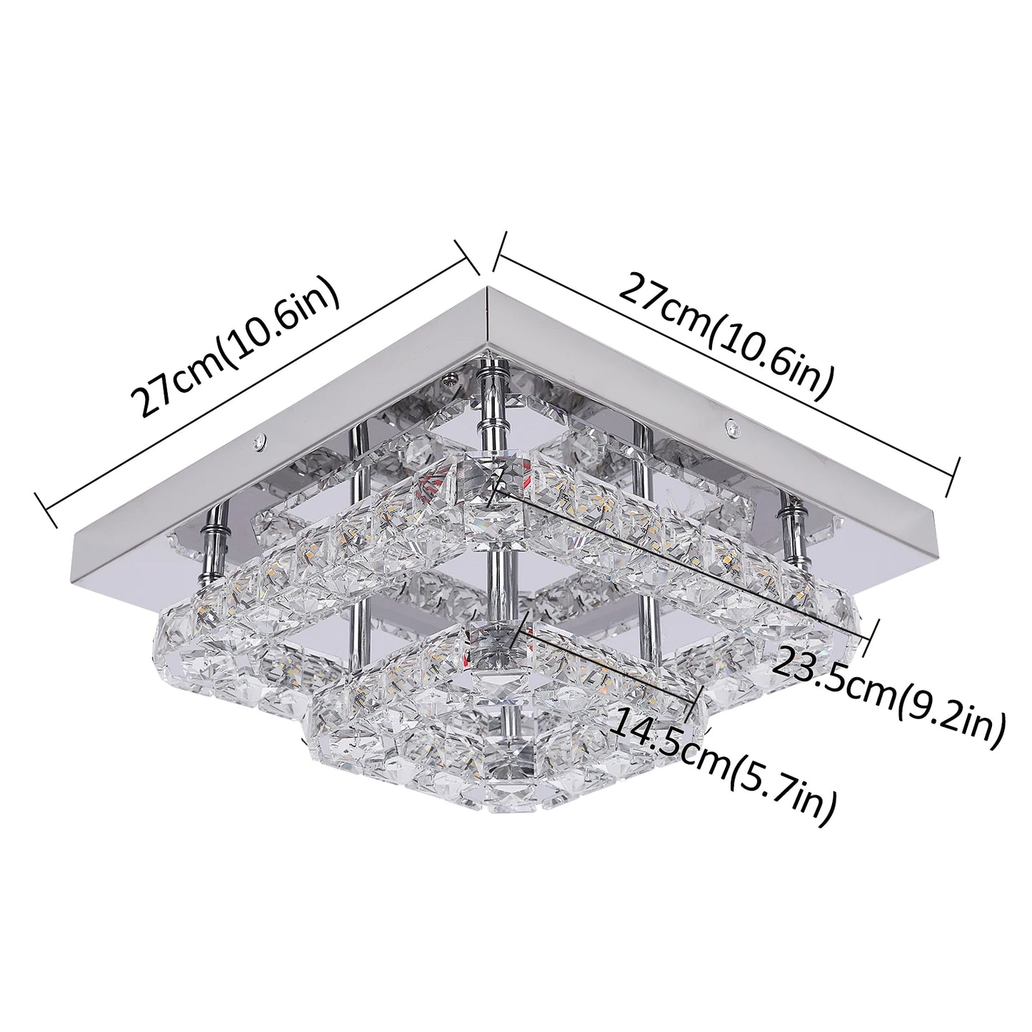 Crystal Flush Mount Ceiling Light with LED Round/Square Chandelier Design