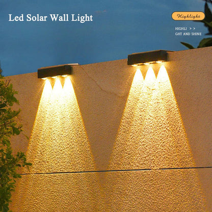 Solar Wall Washing Lamp – Waterproof 3 LED Outdoor Wall Light for Balcony, Garden, and Courtyard Decoration