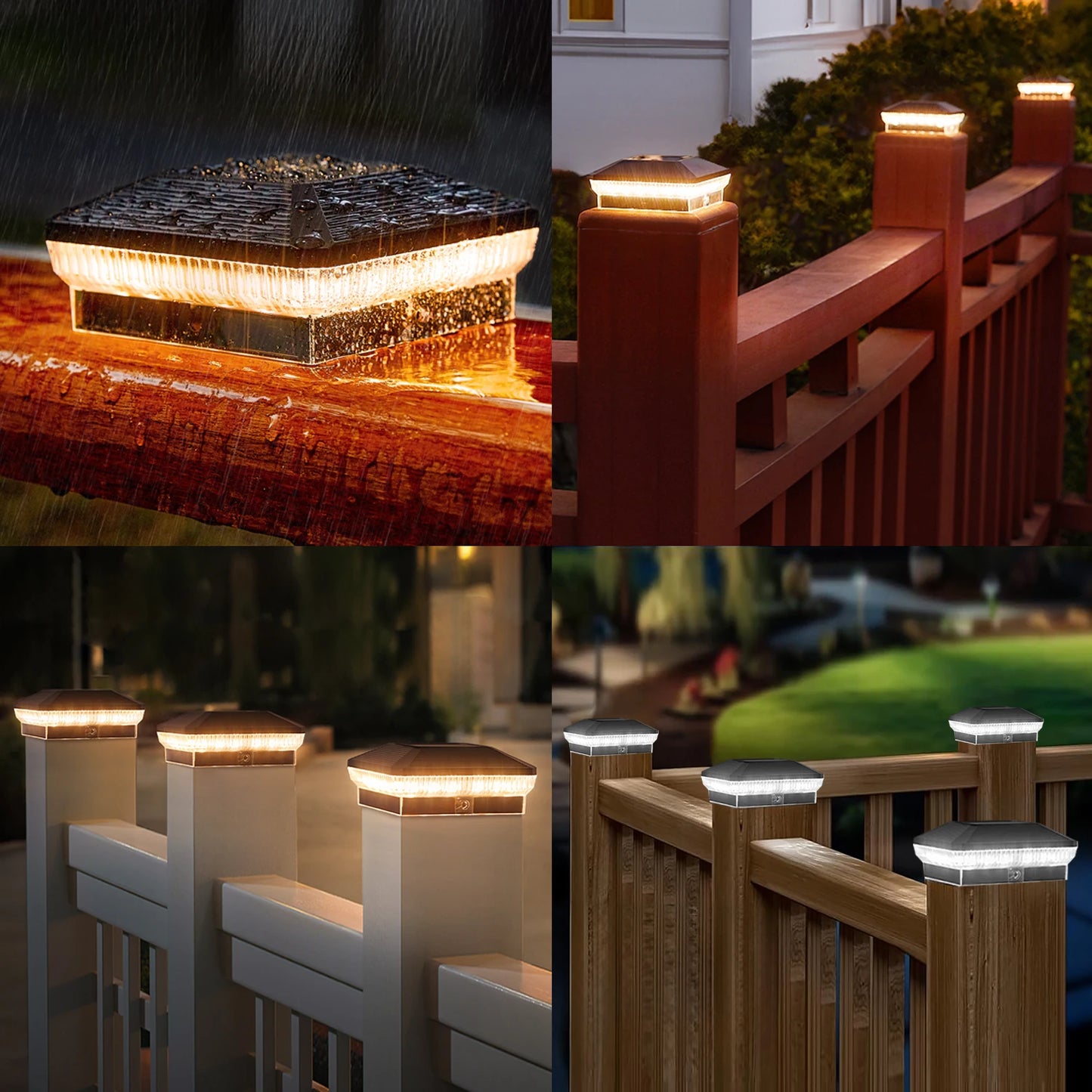 KPSTEK Solar Post Lights – 6/12 Pack 4x4 Outdoor Fence Post Solar Lights with 40 LEDs, 30 Lumens Brightness, and 3 Lighting Modes