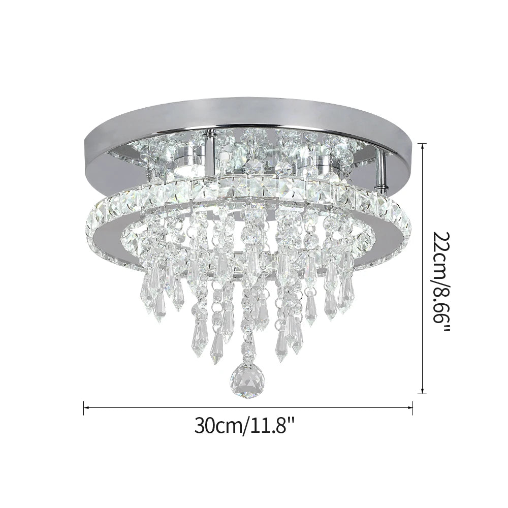 Crystal Flush Mount Ceiling Light with LED Round/Square Chandelier Design