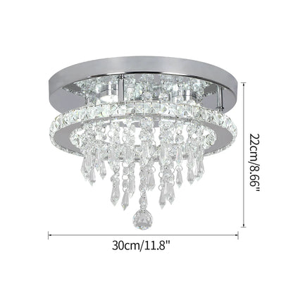 Crystal Flush Mount Ceiling Light with LED Round/Square Chandelier Design