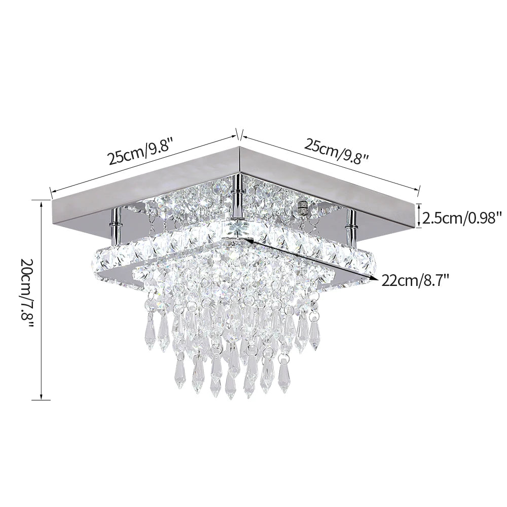 Crystal Flush Mount Ceiling Light with LED Round/Square Chandelier Design