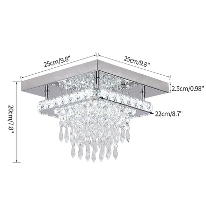 Crystal Flush Mount Ceiling Light with LED Round/Square Chandelier Design