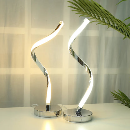 Modern LED Spiral Table Lamp – White Warm Light Eye-Protection Desk Lamp for Living Room, Bedroom, Study, and Bedside