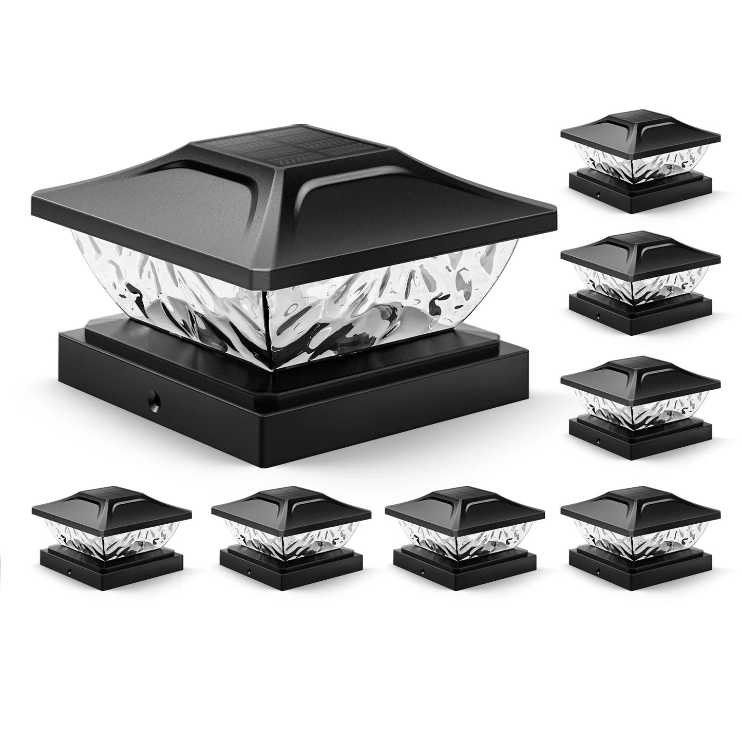 KPSTEK Solar Post Lights – 4/8 Pack LED Deck Lights with 2 Modes for 4x4, 4.5x4.5, and 5x5 Posts in Garden and Holiday Décor (Black)