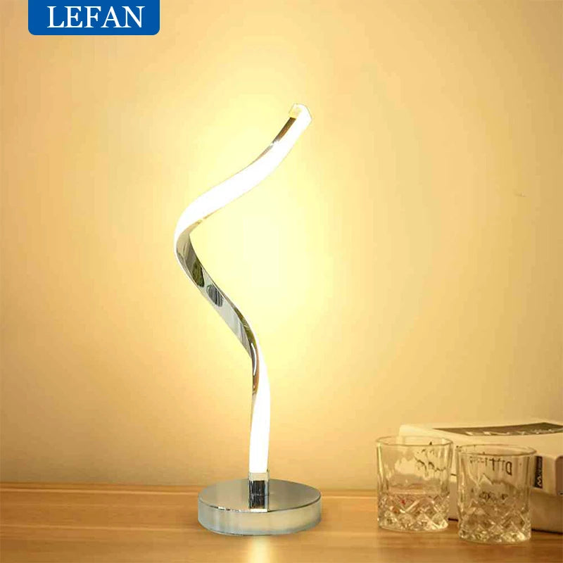 Modern LED Spiral Table Lamp – White Warm Light Eye-Protection Desk Lamp for Living Room, Bedroom, Study, and Bedside