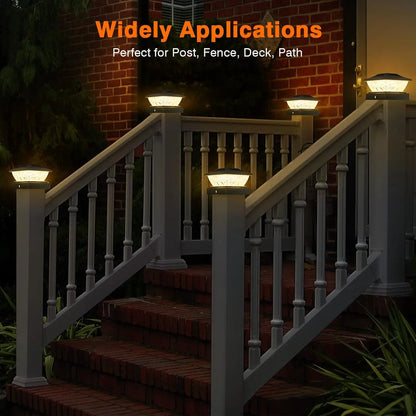 KPSTEK Solar Post Lights – 4/8 Pack LED Deck Lights with 2 Modes for 4x4, 4.5x4.5, and 5x5 Posts in Garden and Holiday Décor (Black)