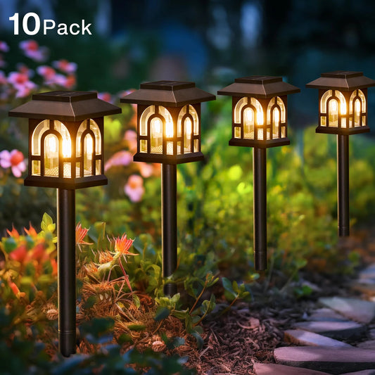 6/10 Pack Color-Changing Solar Rose Pathway Lights - Outdoor Decor for Yard, Lawn, Patio & Walkway