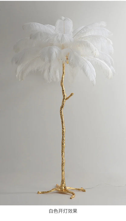 Latest White Feather LED Floor Lamp – Modern Ostrich Feather Standing Lamp for Living Room, Bedroom, and Sofa Room Decor