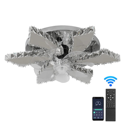 Luxury Crystal Ceiling Fan Lamp - LED APP & Remote Control with Invisible Blades