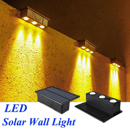 Solar Wall Washing Lamp – Waterproof 3 LED Outdoor Wall Light for Balcony, Garden, and Courtyard Decoration