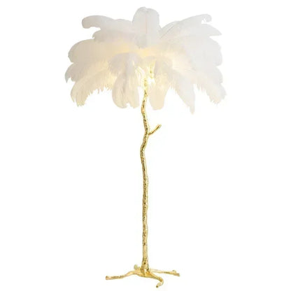 Latest White Feather LED Floor Lamp – Modern Ostrich Feather Standing Lamp for Living Room, Bedroom, and Sofa Room Decor