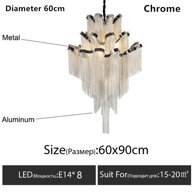 Italy Designer Stream Luxury Tassel Chandelier