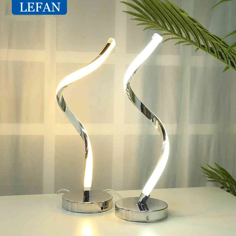 Modern LED Spiral Table Lamp – White Warm Light Eye-Protection Desk Lamp for Living Room, Bedroom, Study, and Bedside