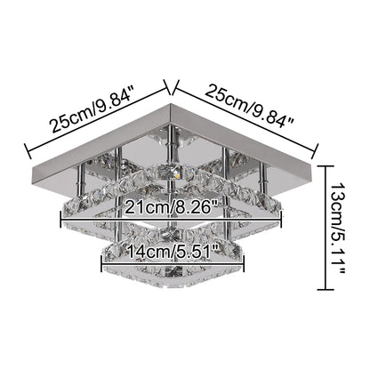 Crystal Flush Mount Ceiling Light with LED Round/Square Chandelier Design