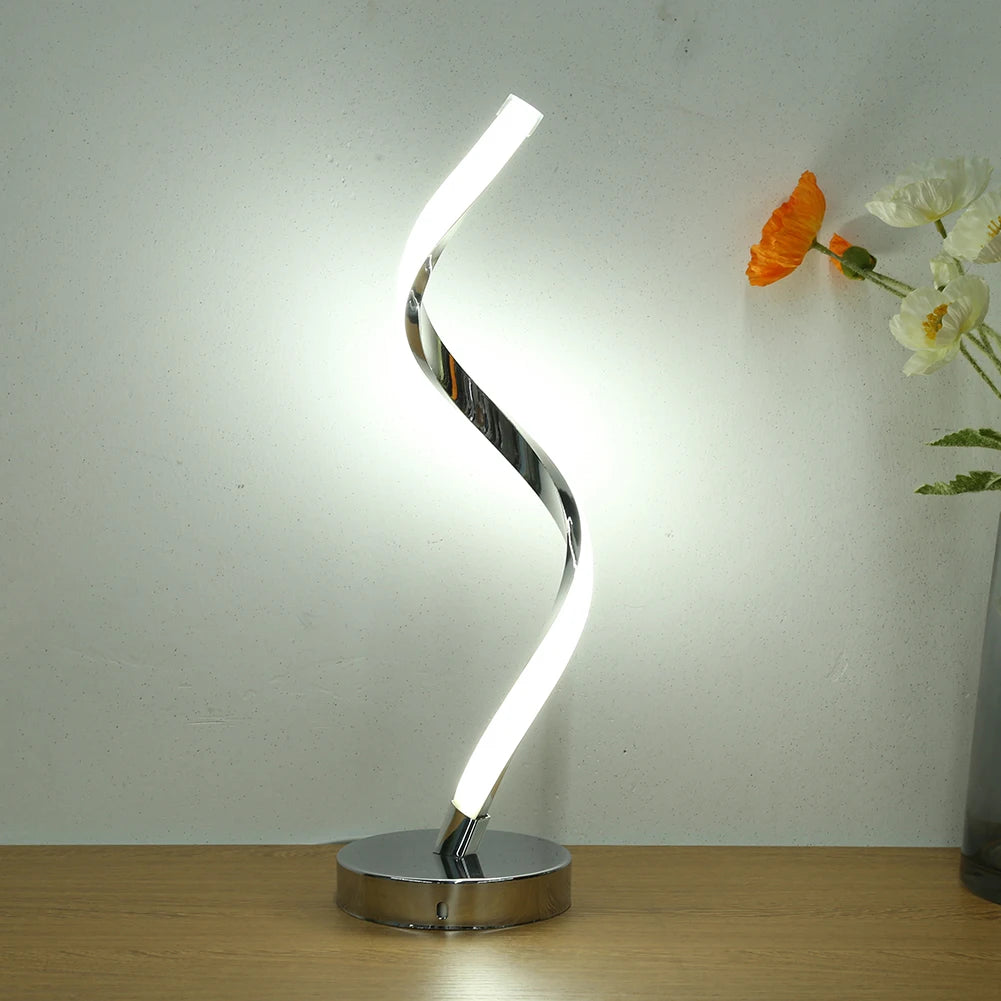 Modern LED Spiral Table Lamp – White Warm Light Eye-Protection Desk Lamp for Living Room, Bedroom, Study, and Bedside