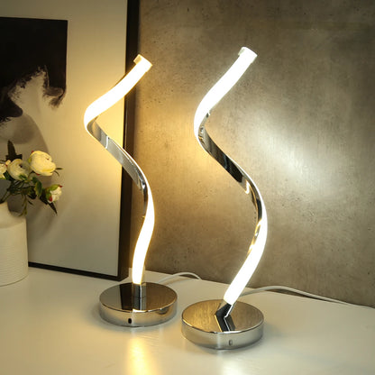 Modern LED Spiral Table Lamp – White Warm Light Eye-Protection Desk Lamp for Living Room, Bedroom, Study, and Bedside