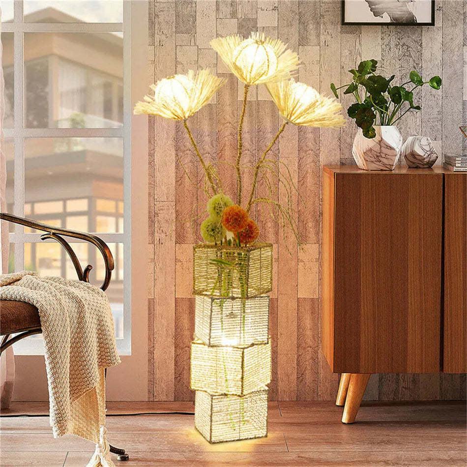 LUVODI Modern LED Rattan Floor Lamp