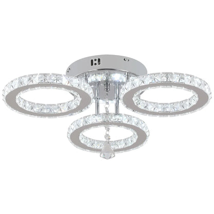 Dimmable App-Controlled Modern Crystal Ring Chandelier