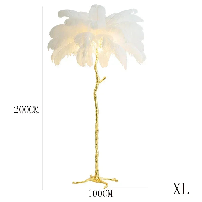 Latest White Feather LED Floor Lamp – Modern Ostrich Feather Standing Lamp for Living Room, Bedroom, and Sofa Room Decor